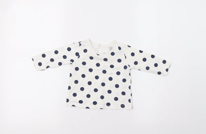 Matalan Baby White Polka Dot  Basic T-Shirt Size 6-9 Months