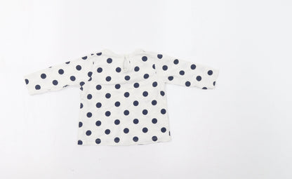 Matalan Baby White Polka Dot  Basic T-Shirt Size 6-9 Months