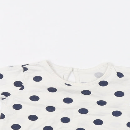 Matalan Baby White Polka Dot  Basic T-Shirt Size 6-9 Months