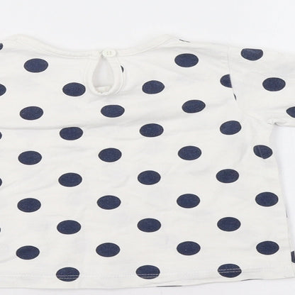 Matalan Baby White Polka Dot  Basic T-Shirt Size 6-9 Months