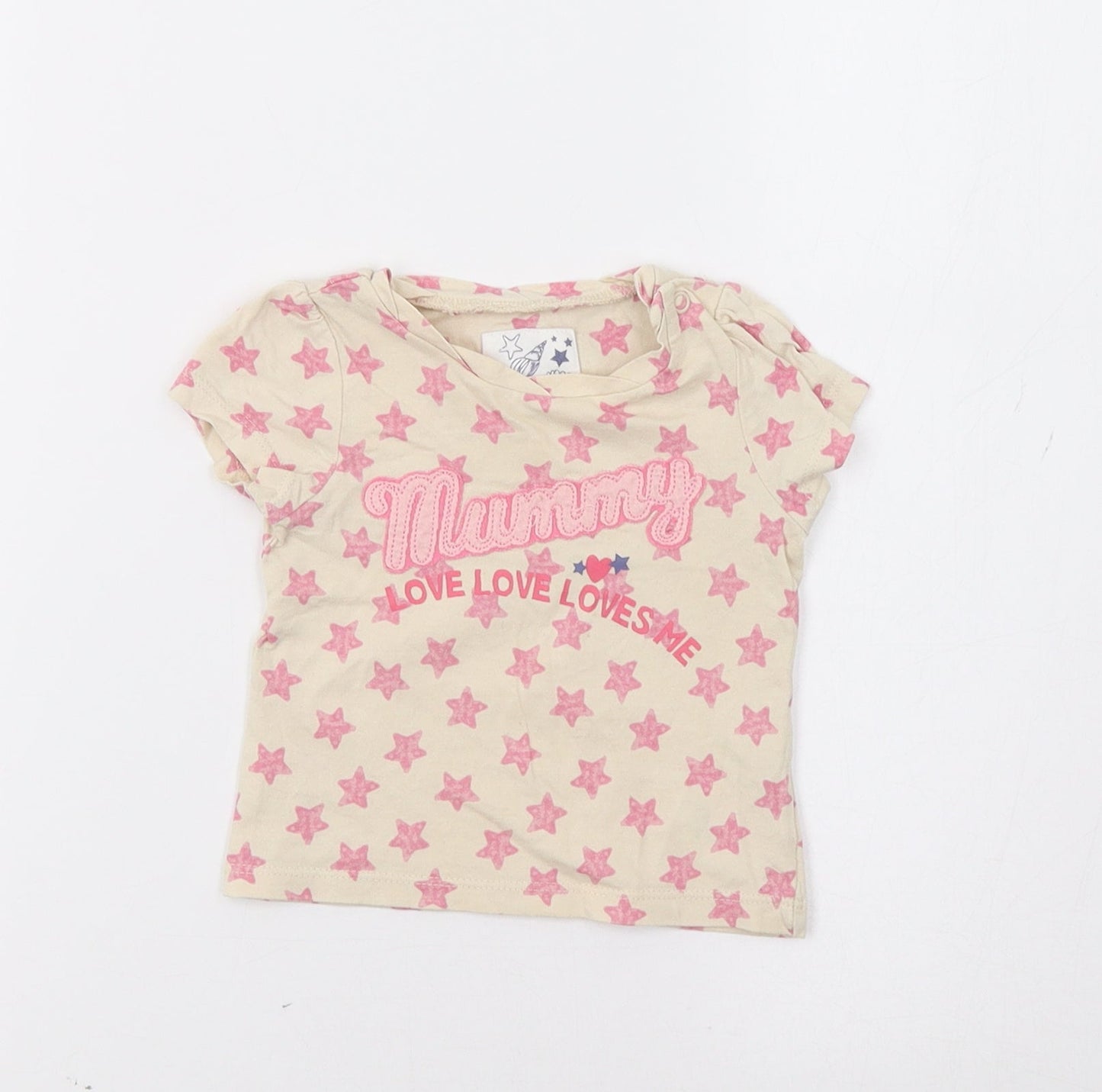 Mothercare Baby Beige   Basic T-Shirt Size 3-6 Months  - Star Print