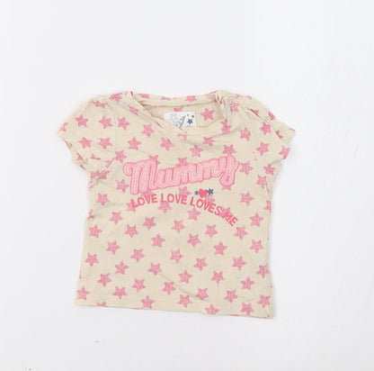 Mothercare Baby Beige   Basic T-Shirt Size 3-6 Months  - Star Print