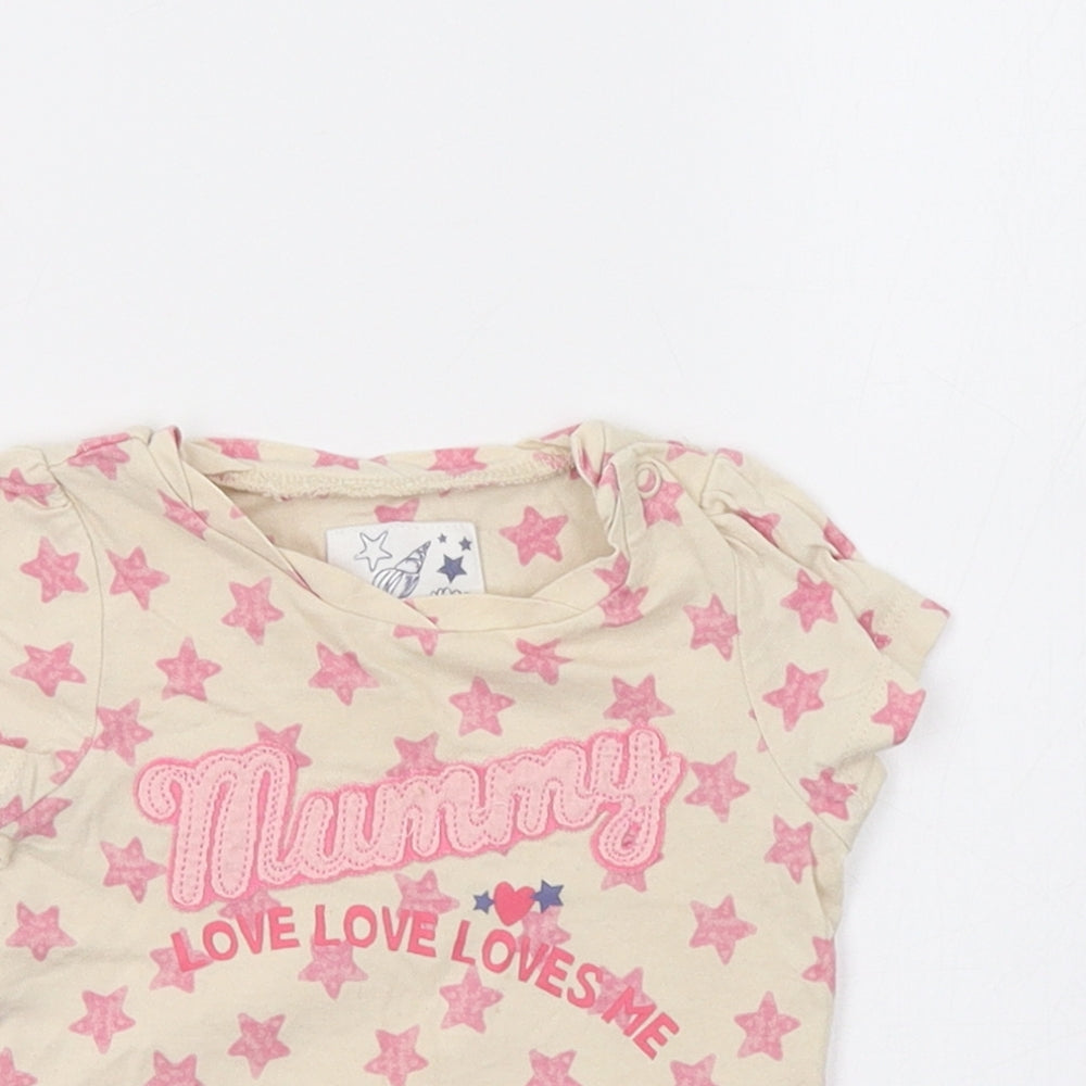 Mothercare Baby Beige   Basic T-Shirt Size 3-6 Months  - Star Print
