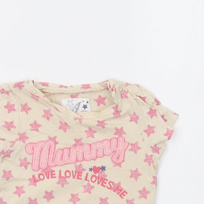 Mothercare Baby Beige   Basic T-Shirt Size 3-6 Months  - Star Print