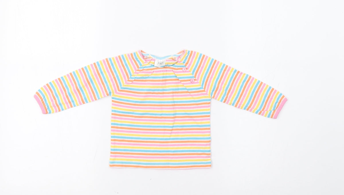 Additional front view of F&F Baby Multicoloured Striped Basic T-Shirt, size 3-6, Months