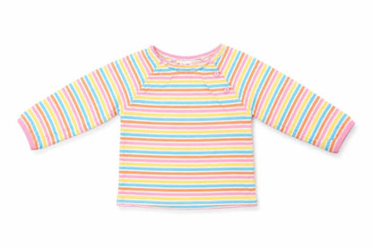 Front view of F&F Baby Multicoloured Striped Basic T-Shirt, size 3-6, Months