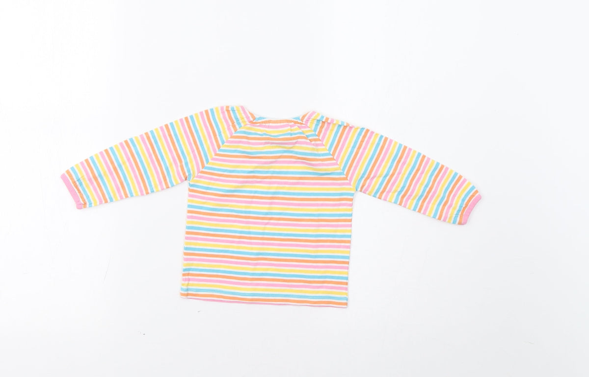 Back view of F&F Baby Multicoloured Striped Basic T-Shirt, size 3-6, Months