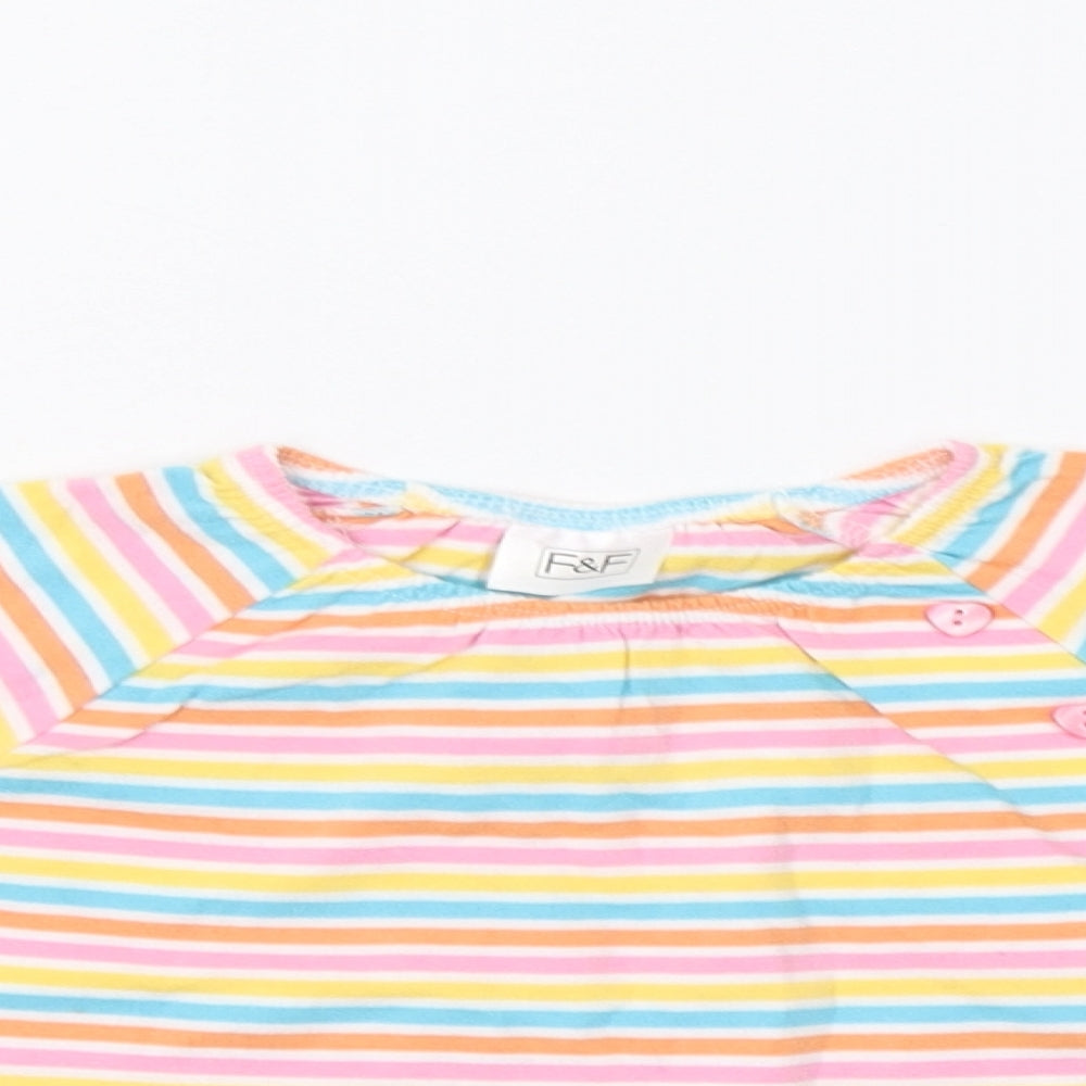 Close-up detail of F&F Baby Multicoloured Striped Basic T-Shirt, size 3-6, Months