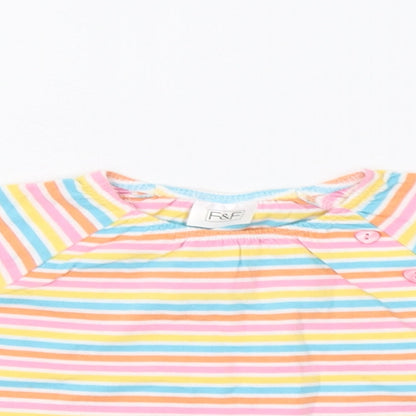 Close-up detail of F&F Baby Multicoloured Striped Basic T-Shirt, size 3-6, Months