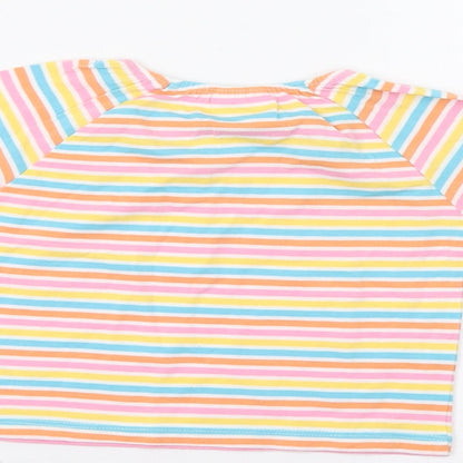 Brand and care label for F&F Baby Multicoloured Striped Basic T-Shirt, size 3-6, Months