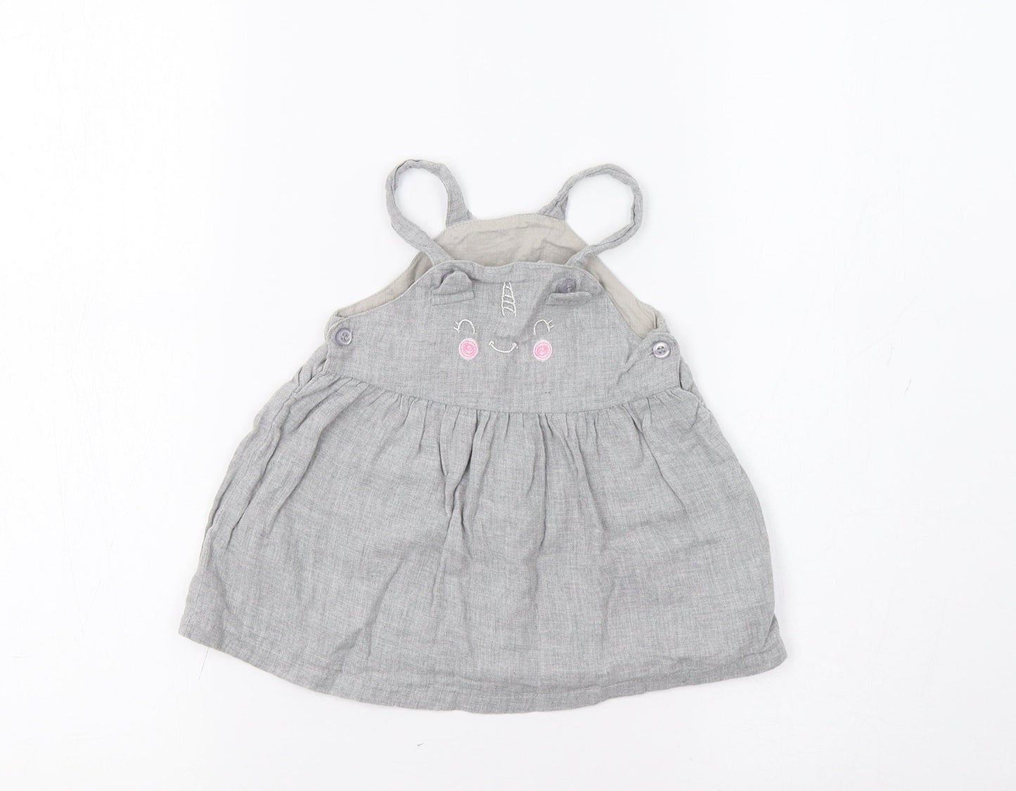 Matalan Baby Grey   Pinafore/Dungaree Dress  Size 3-6 Months