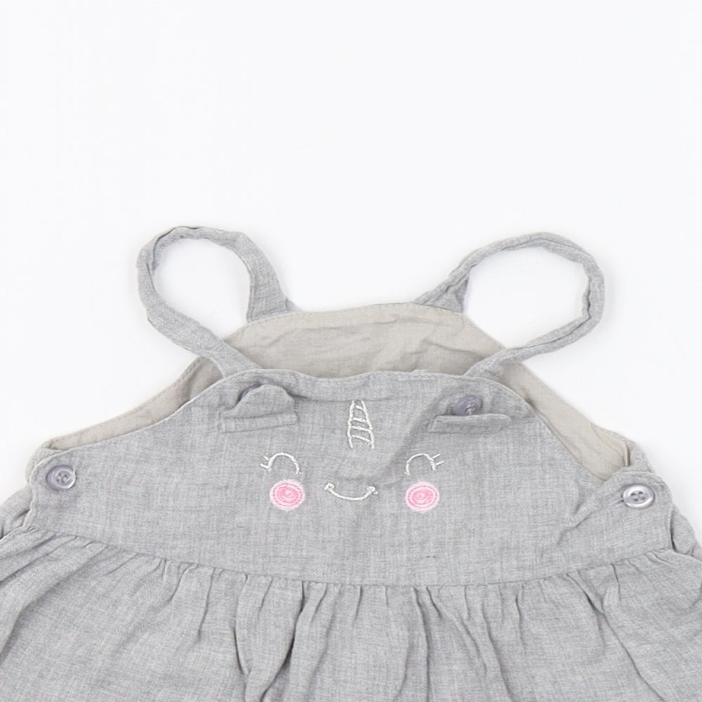 Matalan Baby Grey   Pinafore/Dungaree Dress  Size 3-6 Months