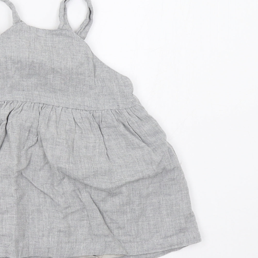 Matalan Baby Grey   Pinafore/Dungaree Dress  Size 3-6 Months