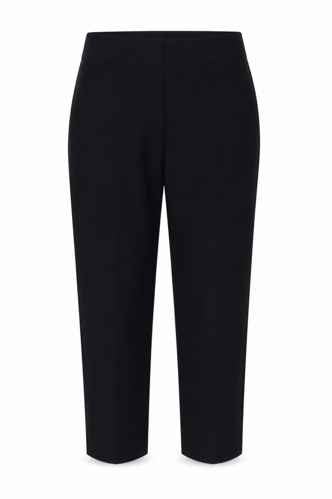 Front view of Marks & Spencer women’s blue dress pants trousers, size UK 16, 26-inch leg