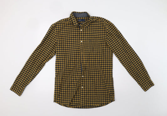 Mens UK Size M Matalan Yellow  Button-Up Long Sleeve Casual Shirt