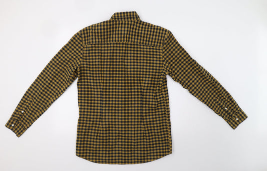 Mens UK Size M Matalan Yellow  Button-Up Long Sleeve Casual Shirt