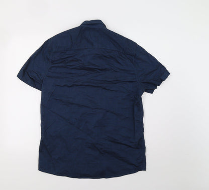 Mens UK Size M Burton Blue  Button-Up Short Sleeve Casual Shirt