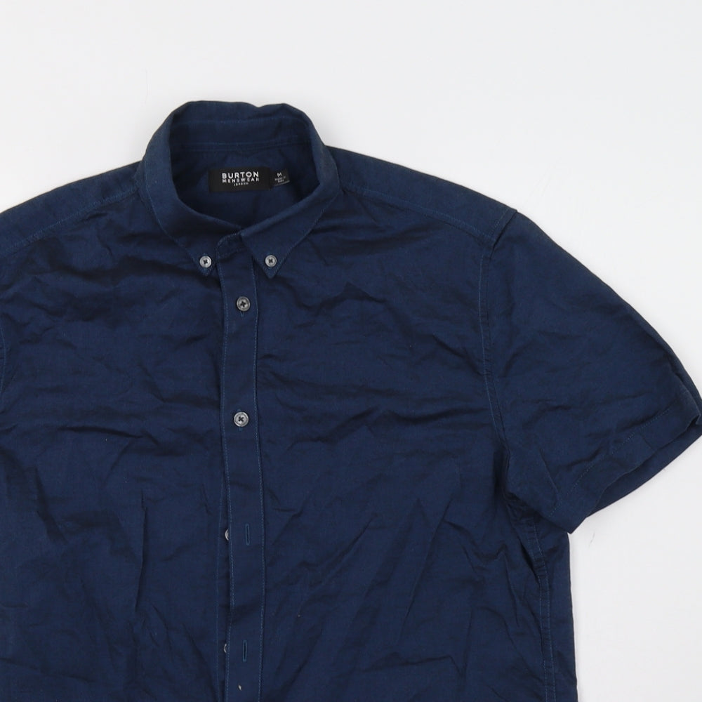 Mens UK Size M Burton Blue  Button-Up Short Sleeve Casual Shirt
