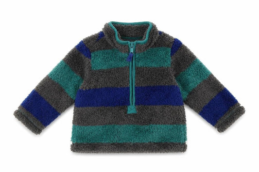 M&Co Baby Green Striped Fleece Pullover Jumper Size 3-6 Months