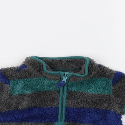 M&Co Baby Green Striped Fleece Pullover Jumper Size 3-6 Months
