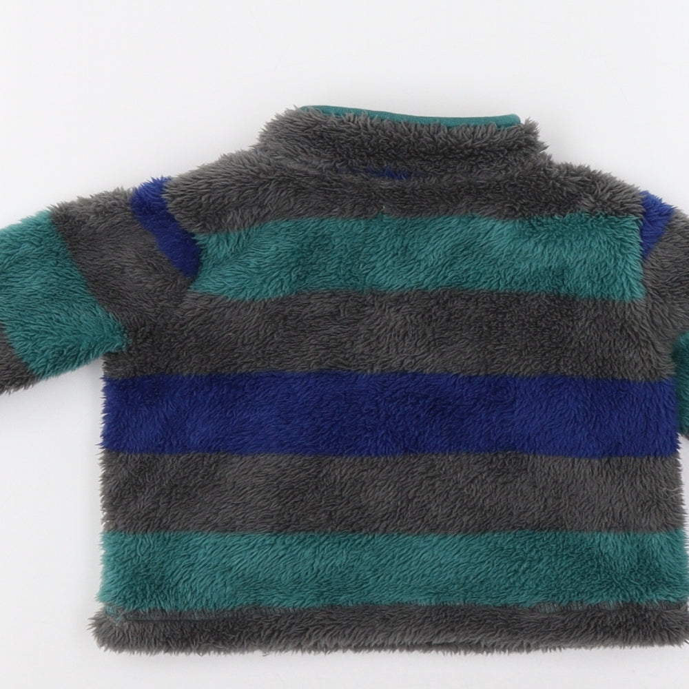 M&Co Baby Green Striped Fleece Pullover Jumper Size 3-6 Months