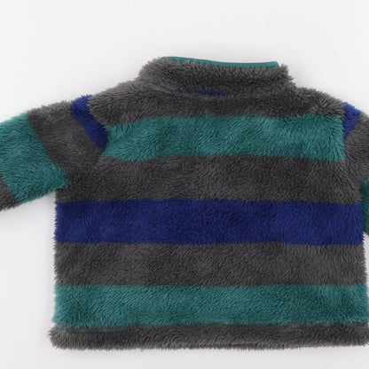 M&Co Baby Green Striped Fleece Pullover Jumper Size 3-6 Months