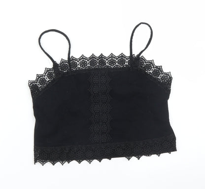 Primark Womens Black Floral  Camisole T-Shirt Size S