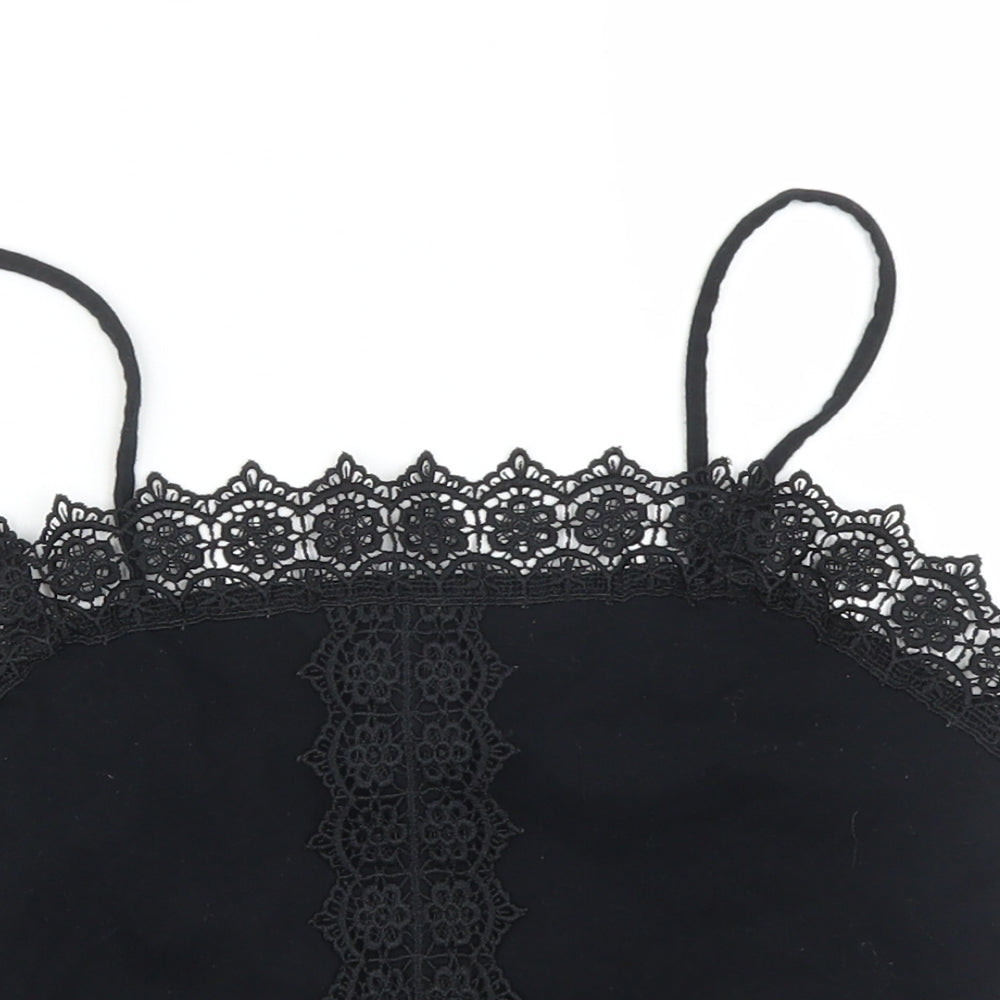 Primark Womens Black Floral  Camisole T-Shirt Size S