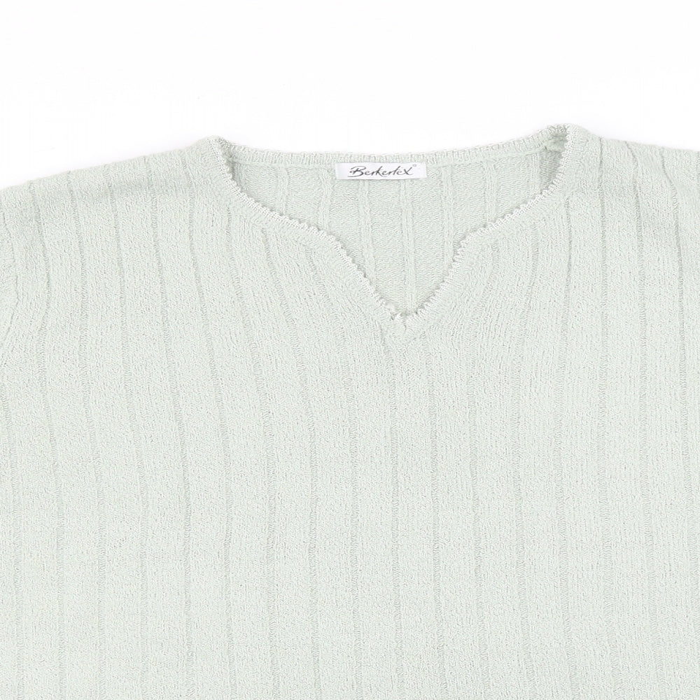 Berkertex Womens Green Striped  Basic T-Shirt Size 16