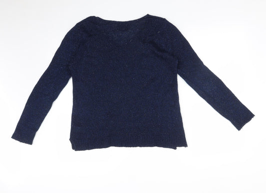 Womens UK Size M Papaya Blue Pullover Jumper