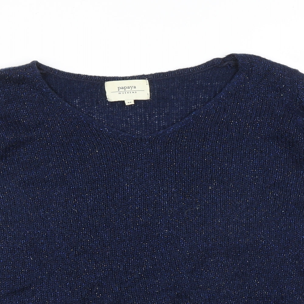 Womens UK Size M Papaya Blue Pullover Jumper