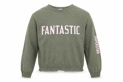 Front view of H&M girls’ green jumper, size 9-10, years