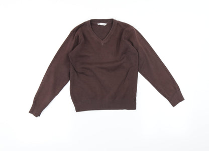 Additional front view of Marks & Spencer boys’ brown jumper, size 7-8, years