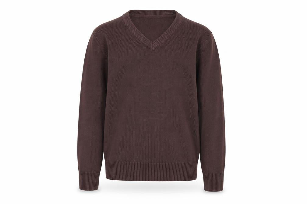 Front view of Marks & Spencer boys’ brown jumper, size 7-8, years