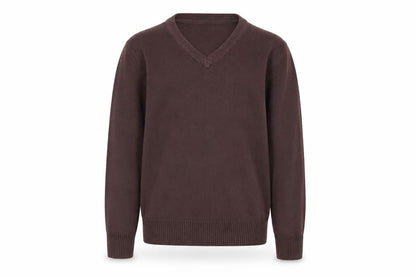 Front view of Marks & Spencer boys’ brown jumper, size 7-8, years