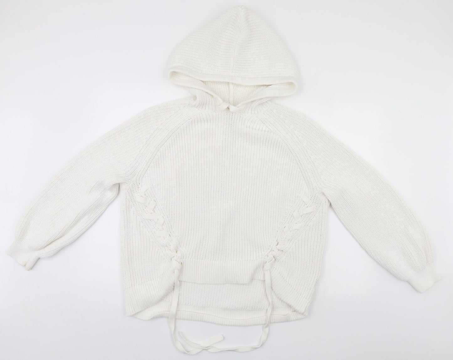 H&M Womens White   Pullover Hoodie Size M