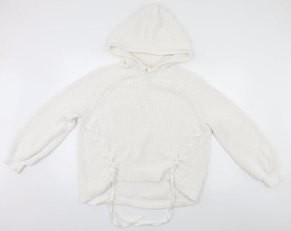 H&M Womens White   Pullover Hoodie Size M