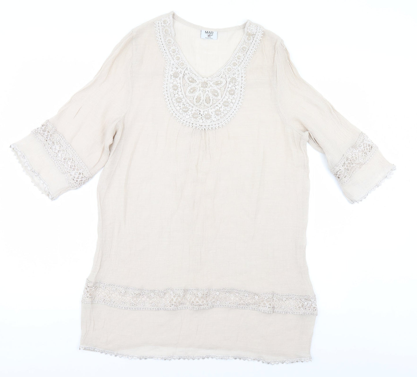 Womens UK Size L Style Beige Basic Blouse