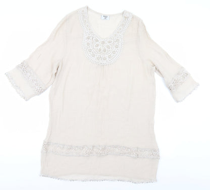 Womens UK Size L Style Beige Basic Blouse
