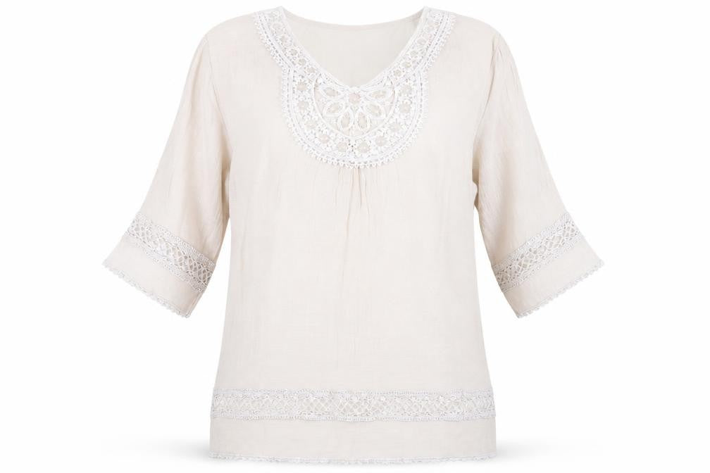 Womens UK Size L Style Beige Basic Blouse