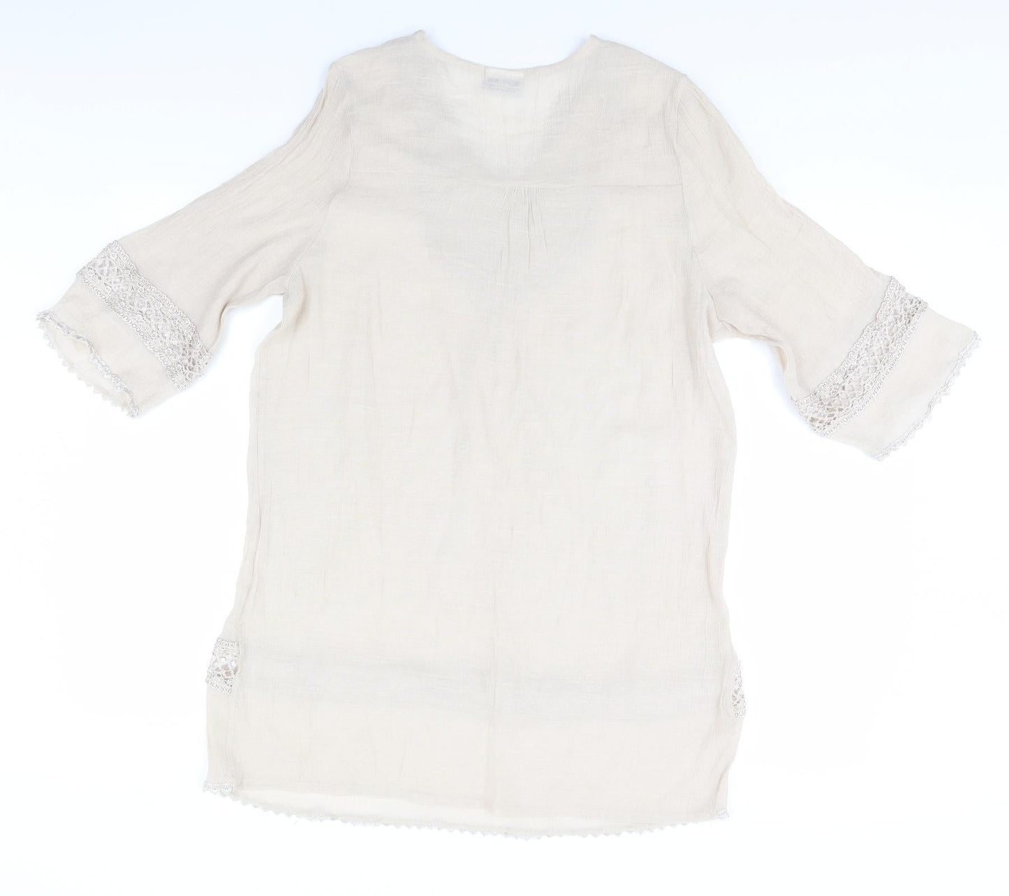 Womens UK Size L Style Beige Basic Blouse