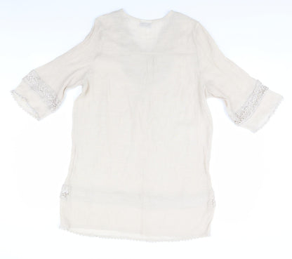 Womens UK Size L Style Beige Basic Blouse