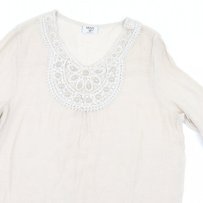 Womens UK Size L Style Beige Basic Blouse