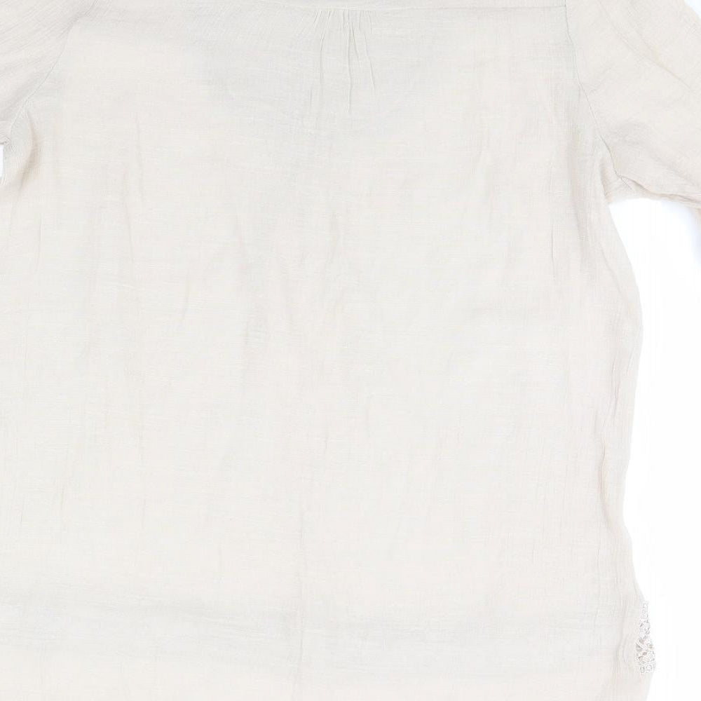 Womens UK Size L Style Beige Basic Blouse