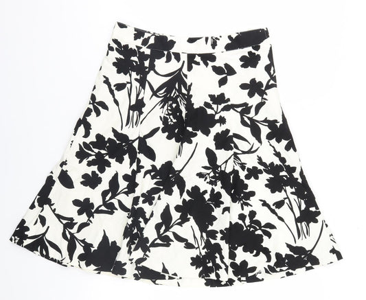 H&M Womens White Floral  A-Line Skirt Size 8