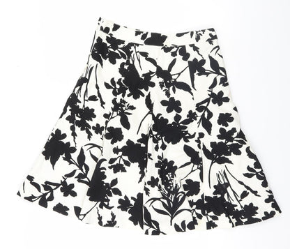 H&M Womens White Floral  A-Line Skirt Size 8