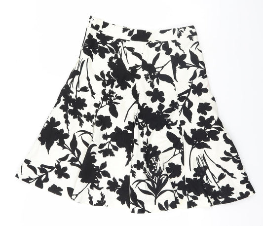 H&M Womens White Floral  A-Line Skirt Size 8