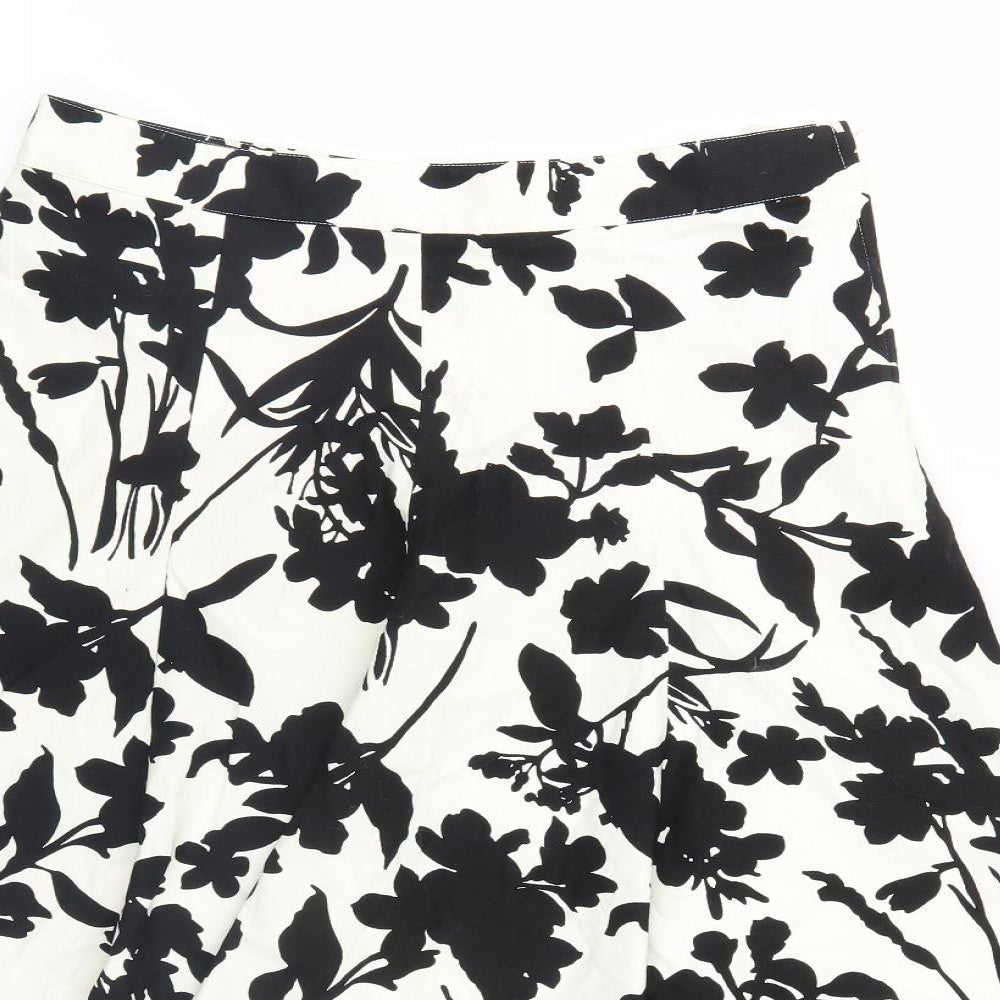 H&M Womens White Floral  A-Line Skirt Size 8