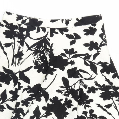 H&M Womens White Floral  A-Line Skirt Size 8