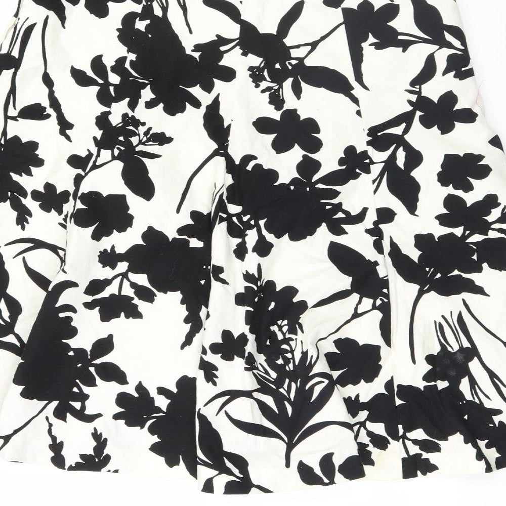 H&M Womens White Floral  A-Line Skirt Size 8